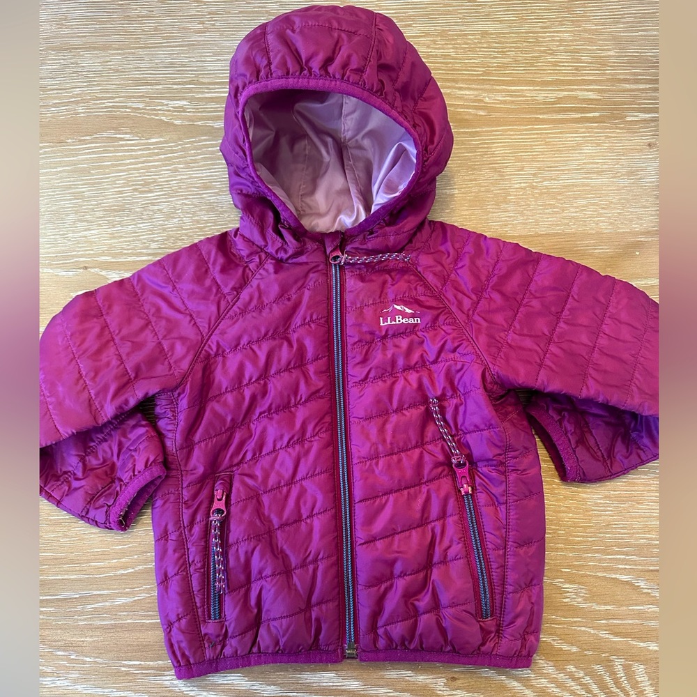 L.L. Bean Toddlers’ Primaloft Hooded Jacket (Magenta) Size 12-18 Months